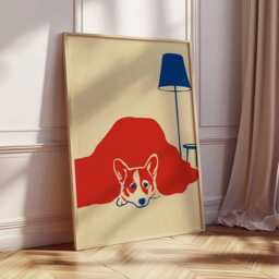 Minimalist Corgi Wall Art Print, Modern Dog Poster, Cute Pet Illustration, Quirky Animal Artwork, Lover Gift, Playful Decor - thumbnail 2