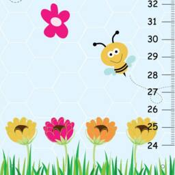 Bumble Bees & Flowers Growth Chart Bedroom Wall Art - thumbnail 1