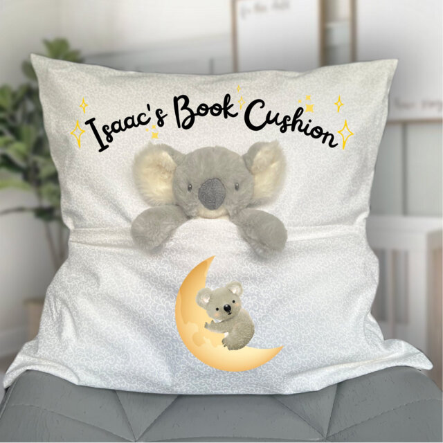Children's Reading Cushion, Personalised Gift, Cushions For Kids, Children's, Koala Soft Toy Gift, Children's Room Decor - image 1