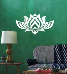 Wall Vinyl Decal Flower Lotus Padma Symbol Ornament Yoga Studio Floral Modern Abstract Home Art Decor - #1239Da - thumbnail 1