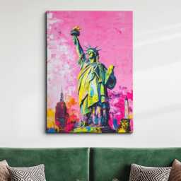 statue Of Liberty New York City Usa Abstract Pink Modern Oil Painting Wall Art Framed Canvas Poster Print Home Living Room Decor Gifts
