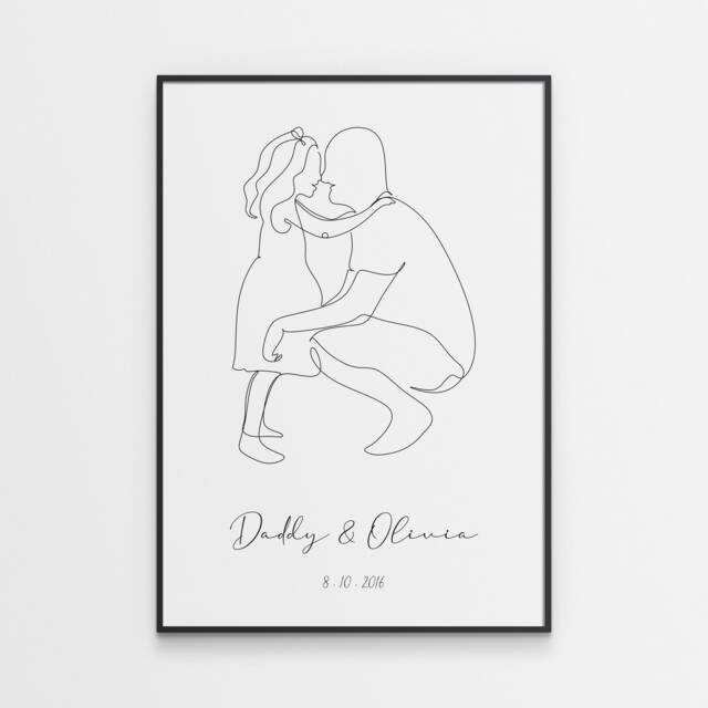 Custom Fathers Day Gift From Daughter - Minimal Art Print Dad & Portrait - image 1
