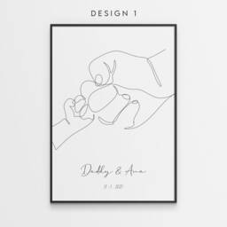 Custom Fathers Day Gift From Daughter - Minimal Art Print Dad & Portrait - thumbnail 2