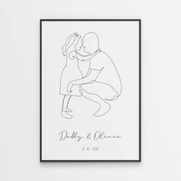 Custom Fathers Day Gift From Daughter - Minimal Art Print Dad & Portrait - thumbnail 1