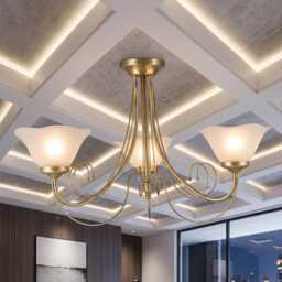 Verona 3-Light Chandelier, Satin Nickel, Frosted Glass Ceiling Pendant, Modern Fixture - thumbnail 4
