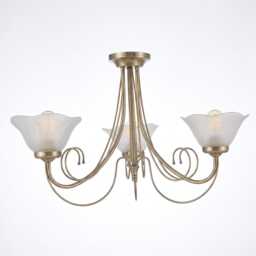 Verona 3-Light Chandelier, Satin Nickel, Frosted Glass Ceiling Pendant, Modern Fixture - thumbnail 2