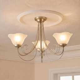Verona 3-Light Chandelier, Satin Nickel, Frosted Glass Ceiling Pendant, Modern Fixture