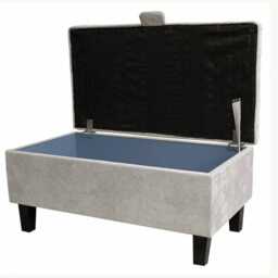 storage Footstool, Ottoman, Pouffe in A Dolce Mist Velvet Fabric - British Handmade - thumbnail 3