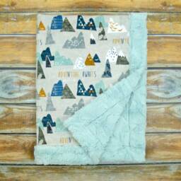 Adventure Awaits - Minky Baby Blanket Designer Mountain Gender Neutral Unisex Mountains - thumbnail 1
