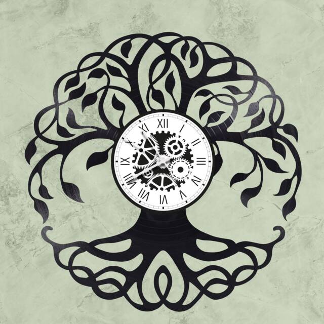 Handmade 33-Turn Vinyl Wall Clock/Tree Of Life Theme, Symbol, Earth - image 1