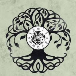 Handmade 33-Turn Vinyl Wall Clock/Tree Of Life Theme, Symbol, Earth