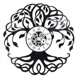 Handmade 33-Turn Vinyl Wall Clock/Tree Of Life Theme, Symbol, Earth - thumbnail 2