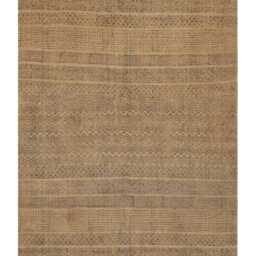 Handmade Brown Cotton Dhurrie Rug - Block Printed Kilim Style - thumbnail 2