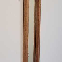 Unusual Gothic Arch Solid Wooden English Oak Wall Hanging Mirror 63 cm Long Hand Made - thumbnail 3