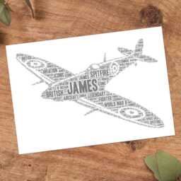 Personalised Spitfire Word Art Print, World War 2, Custom Wall Framed Picture Gift, Present For Him, Men Nl - thumbnail 3