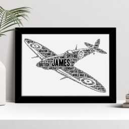 Personalised Spitfire Word Art Print, World War 2, Custom Wall Framed Picture Gift, Present For Him, Men Nl - thumbnail 2