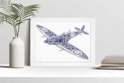 Personalised Spitfire Word Art Print, World War 2, Custom Wall Framed Picture Gift, Present For Him, Men Nl - thumbnail 1