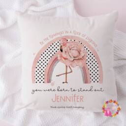 Flamingo Cushion, Pillow, Rainbow Cushion, Gift, Flamingo, Rainbow, Stand Tall, Gift For Mum, Her - thumbnail 2