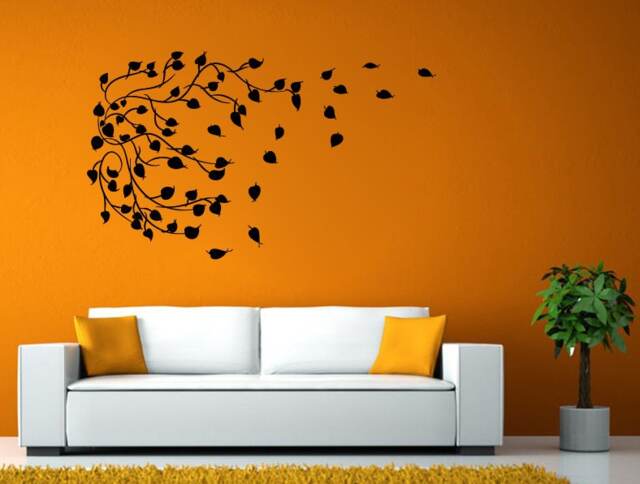 Leaves Branch Tree Floral Pattern Nature Wind Leaf Blowing Diy Wall Stickers Decals Vinyl Mural Decor Art L2145 - image 1