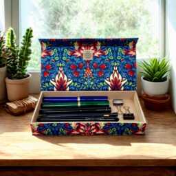 Handmade Snakeshead Pencil Case William Morris Fabric Stationery Organiser With Magnetic Closure - thumbnail 1