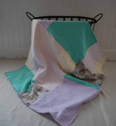 Owl Patchwork Blanket - Purple, Teal, Pink, Cream & White Baby Girl Blanket, Bedding, Nursery, Minky Blanket