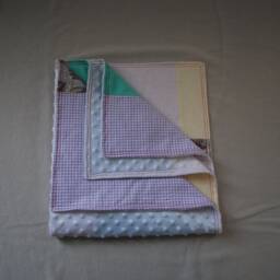 Owl Patchwork Blanket - Purple, Teal, Pink, Cream & White Baby Girl Blanket, Bedding, Nursery, Minky Blanket - thumbnail 3