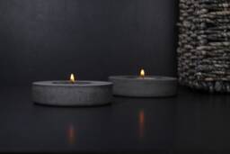 Charcoal Concrete Tealight Holder, Modern Industrial Candle Burner, Mens Office Decor - Eightpluse Studio