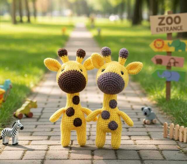 Giraffe Oskar Crocheted Cuddly Toy Handmade With Love Beautiful Gift For Birthday, Baby Party Or Christening - image 1
