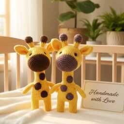 Giraffe Oskar Crocheted Cuddly Toy Handmade With Love Beautiful Gift For Birthday, Baby Party Or Christening - thumbnail 2
