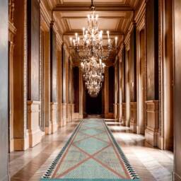 Handmade Cotton Kilim Rug Bohemian Block Print Hallway Runner - thumbnail 3