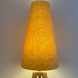 Mustard Yellow Textured 100% Linen Extra Tall Tapered Cone Lampshade - thumbnail 3