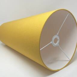 Mustard Yellow Textured 100% Linen Extra Tall Tapered Cone Lampshade - thumbnail 4