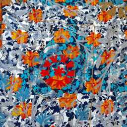 Vintage Handmade Kantha Stitch Sofa Throw - Beach Camper Van Quirky Colours Grey Orange Floral Blue Red - thumbnail 2