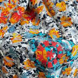 Vintage Handmade Kantha Stitch Sofa Throw - Beach Camper Van Quirky Colours Grey Orange Floral Blue Red - thumbnail 4