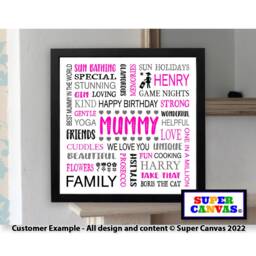 Happy Birthday Word Art Handmade Gift For Mum Wife Nana Grandma Sister Friend Personalised Framed Typography Customised Print Present - thumbnail 3