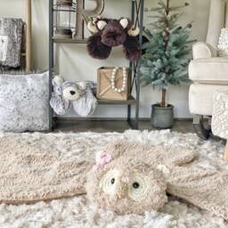 Handmade Owl Plush Rug For Woodland Themed Nursery Decor - thumbnail 2