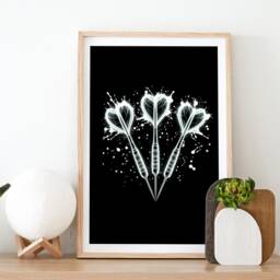 Darts Poster Print Set - Neon Black & White - Fan Gift Dart Posters Gifts For Men Gaming Room Wall Art Decor Prints - thumbnail 2
