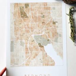 Redmond Washington City Map Watercolor Wash - Art Print Moving Realtor Graduation Wedding Gift Wall Sammamish - thumbnail 2