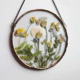 Framed Pressed Flower Wall Art Stained Glass Herbarium Suncatcher - thumbnail 3
