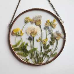 Framed Pressed Flower Wall Art Stained Glass Herbarium Suncatcher - thumbnail 2