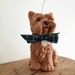 Soy Wax Yorkshire Terrier Candle, Terrier Lover Gift, Fragranced Dog Candle With Satin Collar & Red Heart Charm, Gift Boxed Novelty Decor - thumbnail 3