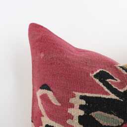 Handwoven Wool Kilim Pillow Cover, 24x24 Boho Home Decor - thumbnail 2