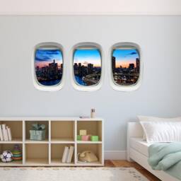 Vwaq Airplane Window Stickers For Kids - Plane Clings, Tokyo Wall Decal Decor Ppw31 - thumbnail 1