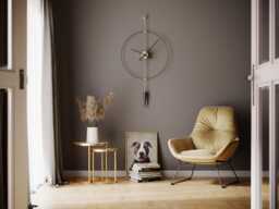Gold Pendulum Wall Clock, Modern Minimalist Decor, Living Room Statement Piece, Compact Silent Design Gift - thumbnail 1