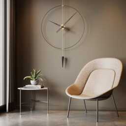 Gold Pendulum Wall Clock, Modern Minimalist Decor, Living Room Statement Piece, Compact Silent Design Gift - thumbnail 2