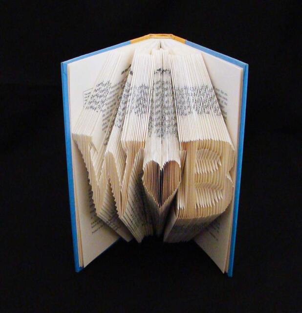 W Heart B 2 Letters With Symbol Wedding Anniversary Gift Folded-Book Art Sculpture - image 1