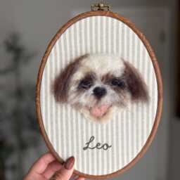 Custom Dog Portrait - Needle Felt Pet Keepsake Personalized Wall Art Handmade Gift- Mom Gift Memorial Embroidery - thumbnail 2