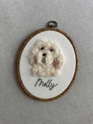 Custom Dog Portrait - Needle Felt Pet Keepsake Personalized Wall Art Handmade Gift- Mom Gift Memorial Embroidery - thumbnail 1
