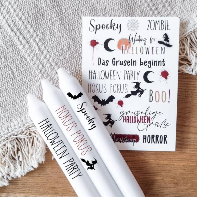 Candle Tattoos Various Motifs - Autumn Halloween Water Slide Film Decorating Candles Sayings - image 1