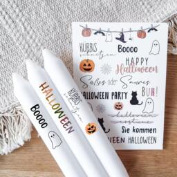 Candle Tattoos Various Motifs - Autumn Halloween Water Slide Film Decorating Candles Sayings - thumbnail 3